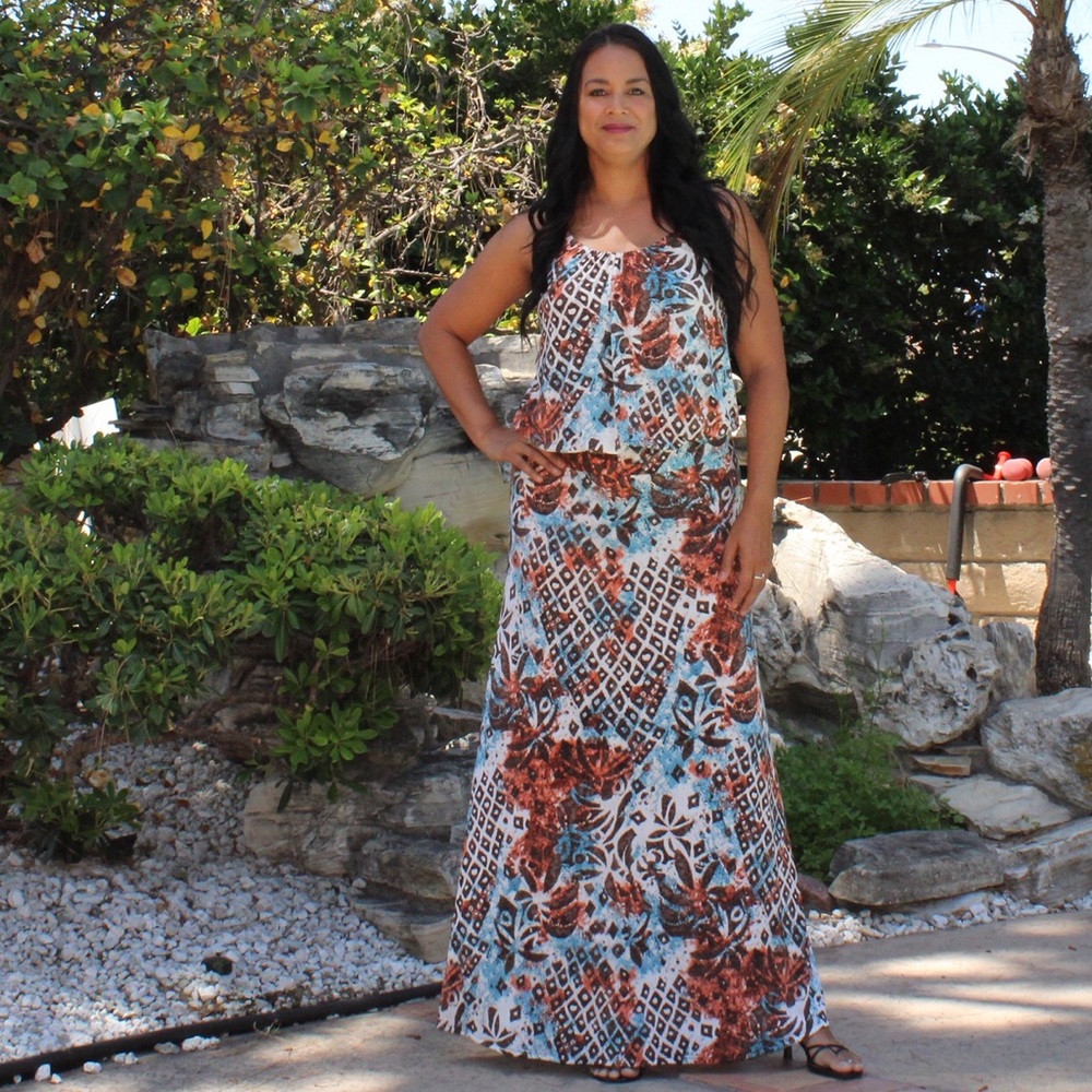 Cayenne/Multicolored- Tank Dress